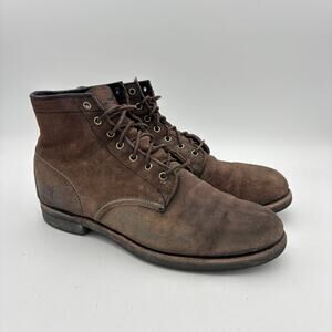 Frye Arkansas Suede Boots Men's 12 Distressed Workwear Lace